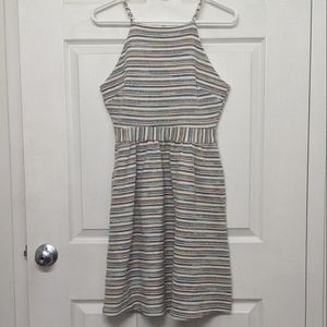 Halter fit & flare stripe sundress banana republic